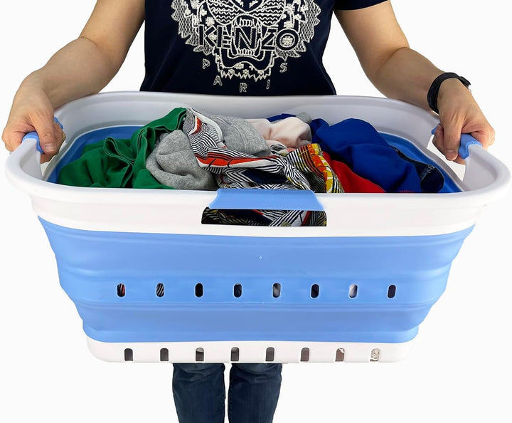 SAMMART 42L Faltbarer Wäschekorb aus Kunststoff – Faltbarer Pop-Up-Aufbewahrungsbehälter/Organizer –