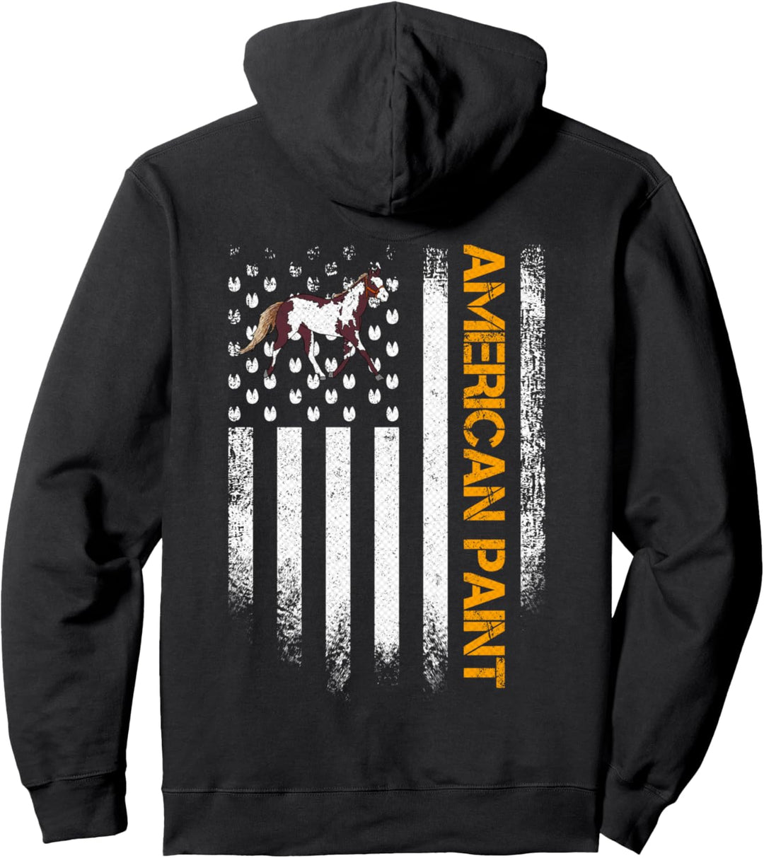 Vintage USA Amerikanische Flagge American Paint Horse Funny Pullover Hoodie