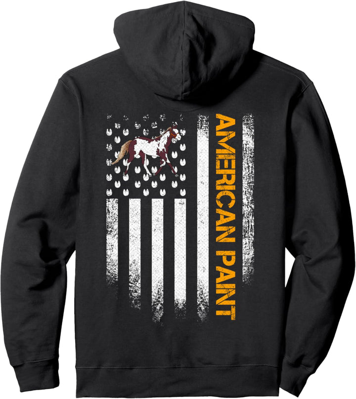 Vintage USA Amerikanische Flagge American Paint Horse Funny Pullover Hoodie