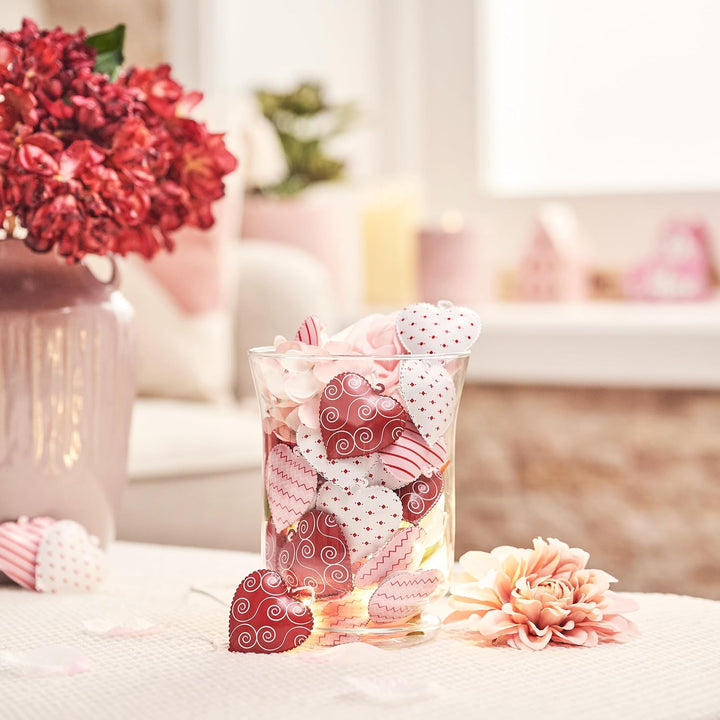 Valery Madelyn 24 Stück Metallherzen Anhänger, 5cm Herz Baumschmuck Deko für Valentinstag Hochzeit F