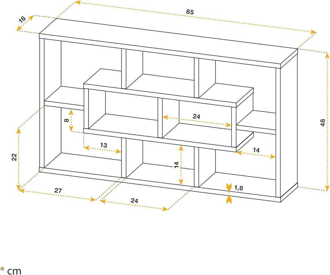 RICOO Schweberegal Wand Regal Wandregal WM050-PL Wandboard 85x48x16 cm Ablage Organisation Aufbewahr