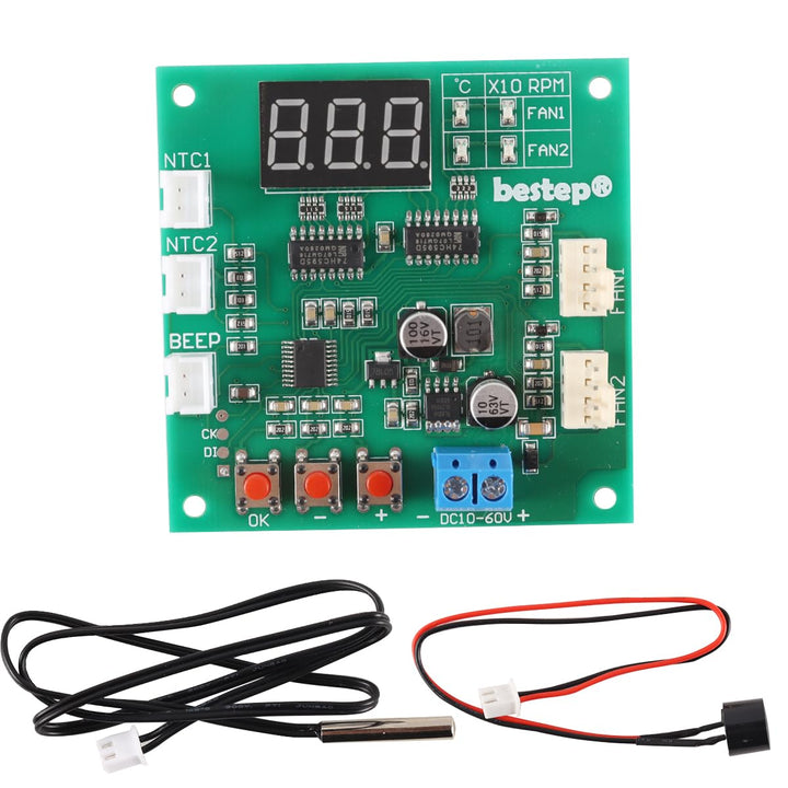 Zweikanal-PWM-4-Pin-Lüftersteuerung 12 V 24 V 48 V Thermischer Drehzahlregler mit Temperatur-/Drehza