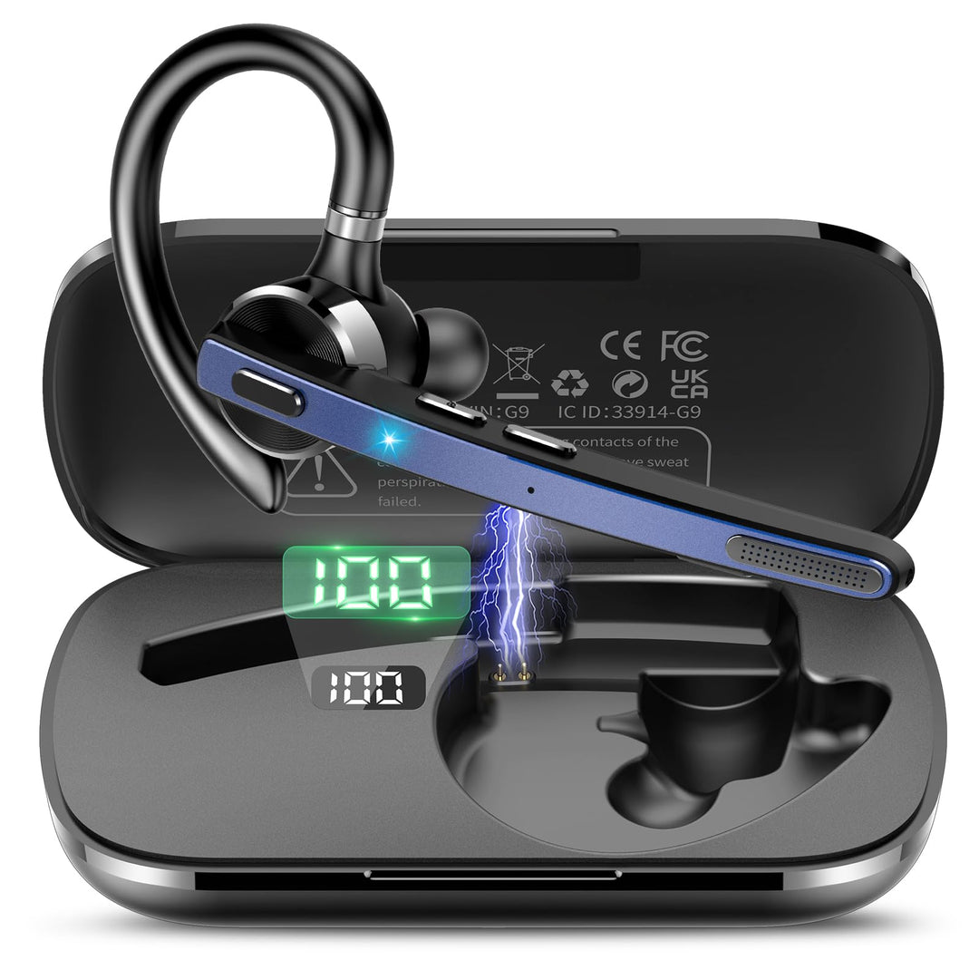 Bluetooth Headset V5.3, Wireless Freisprech Telefon mit CVC 8.0/ENC Dual Mic, APTX, Mute Zwei-Geräte