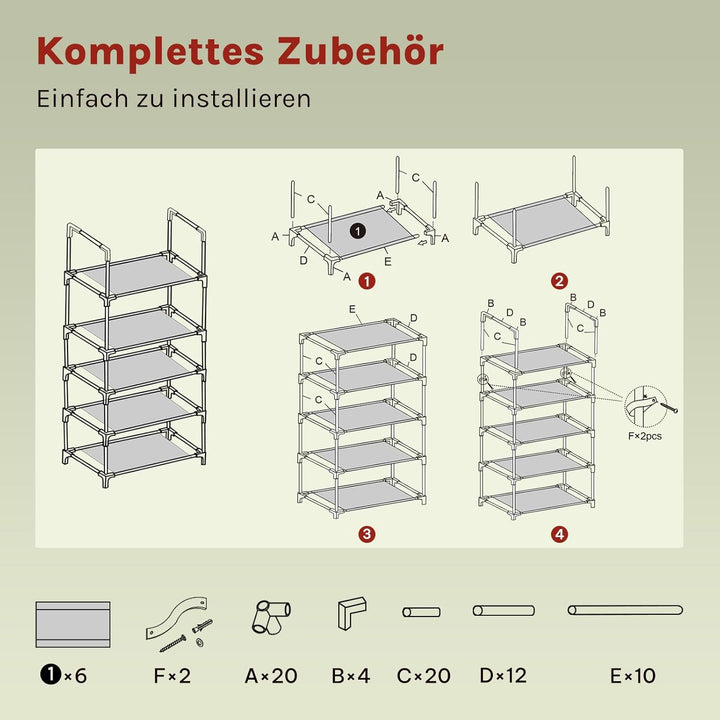 WOLTU Schuhregal – 5-Ebenen-Schuhaufbewahrungsorganisator mit schmalem Regal für Flur/Wohnzimmer/Kor