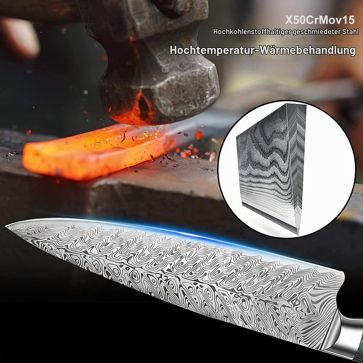 AIRENA Kochmesser, 8" Profi Küchenmesser, Full Tang Japanischer Stil Fleischmesser Allzweckmesser au