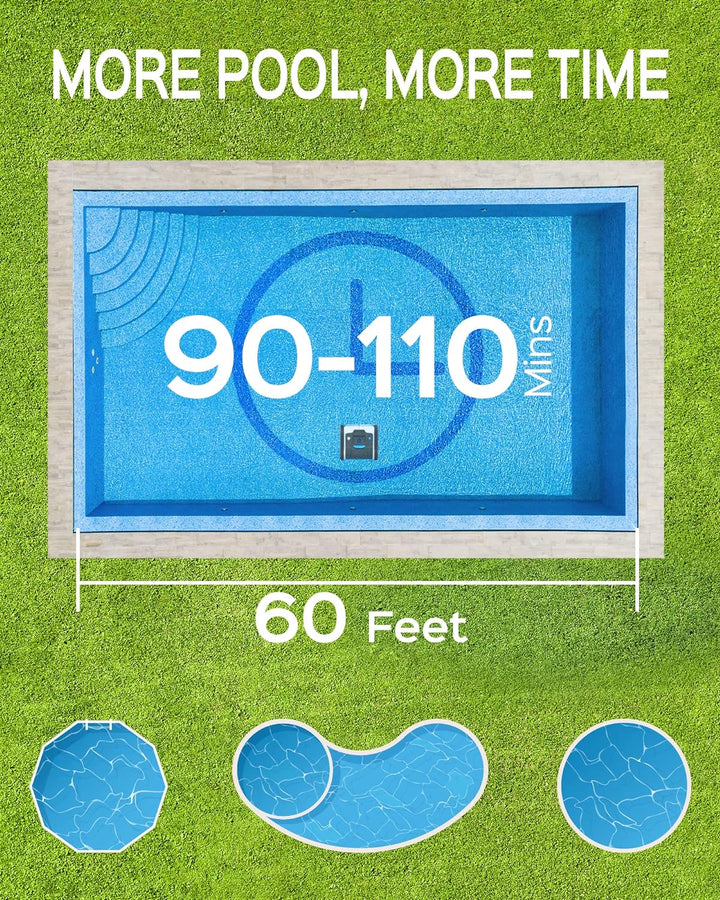 WYBOT Poolroboter Akku für 110 Mins, Vollautomatisch Poolreiniger Boden, Wasserlinie, Wandreinigung,