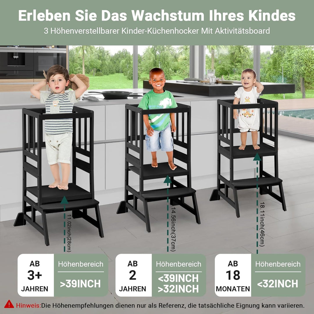 COSYLAND Montessori Lernturm ab 1 Jahr – Höhenverstellbarer Kinder Lernturm & Learning Tower für Küc