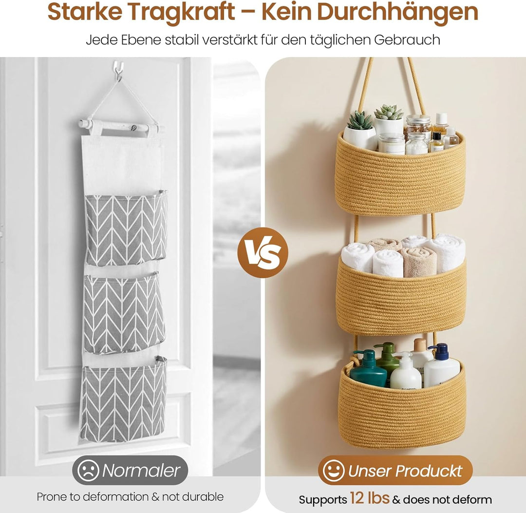 Hängender Organizer, Hängeorganizer Mit Haken, Wand Hängen Tasche Zum3-Tier, Hängeregal Stoff Wand a