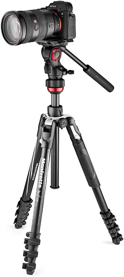 Manfrotto Befree Live, Reise-Videostativ mit Videokopf und Hebelverschluss, Aluminiumstativ für DSLR