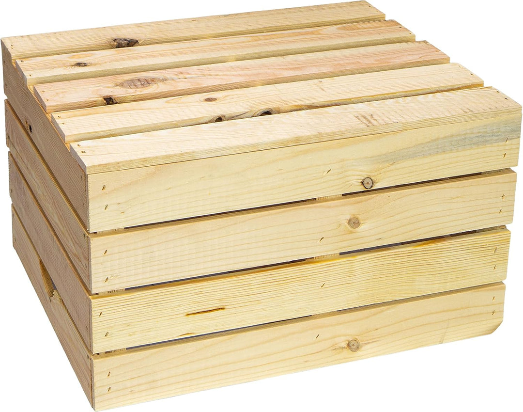 3er Set Massive Obstkiste Apfelkiste Weinkiste aus dem Alten Land +++ 49 x 42 x 31 cm (Natur MIT Ein