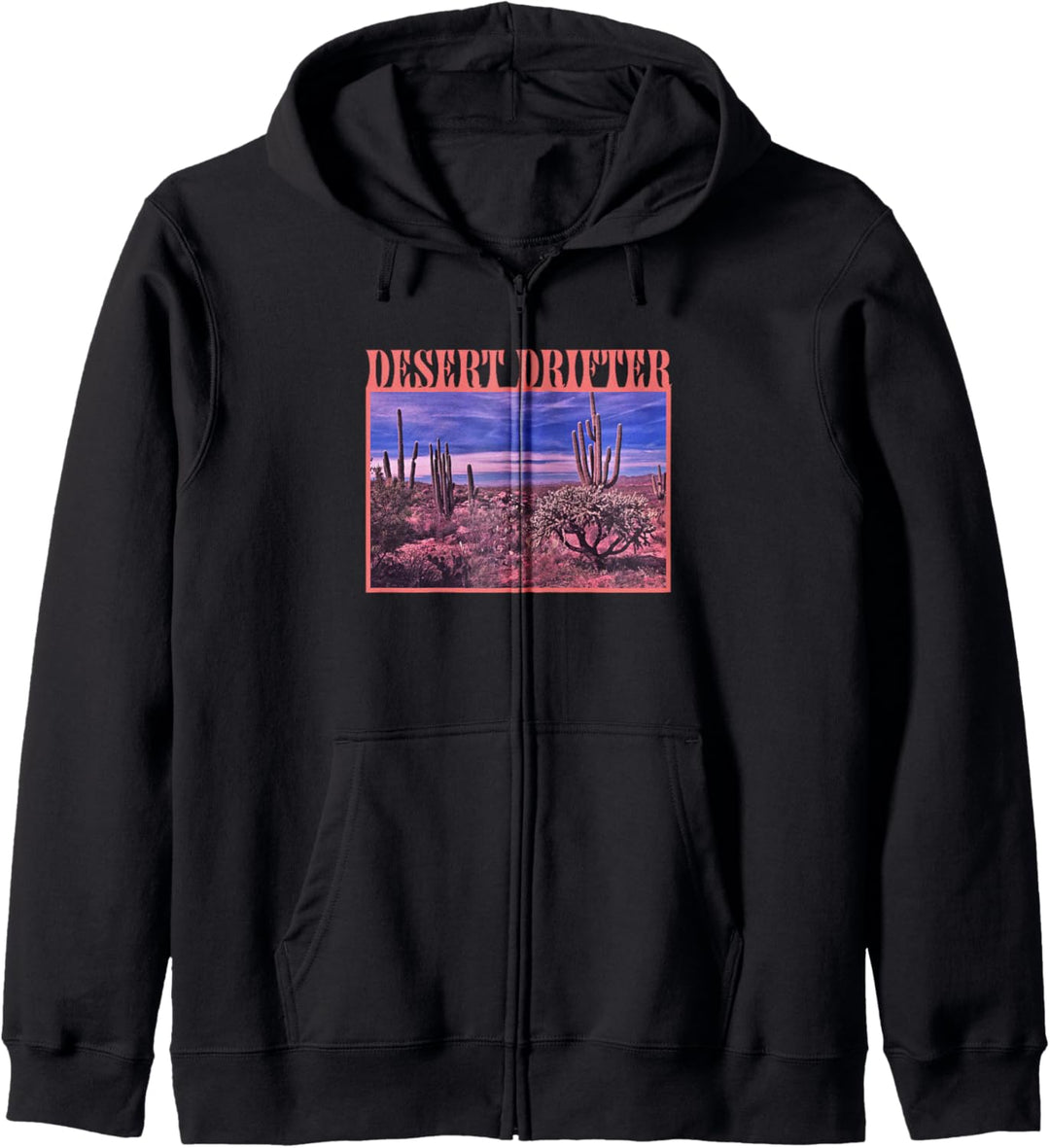 Desert Drifter Cactus Sunset Scene Kapuzenjacke