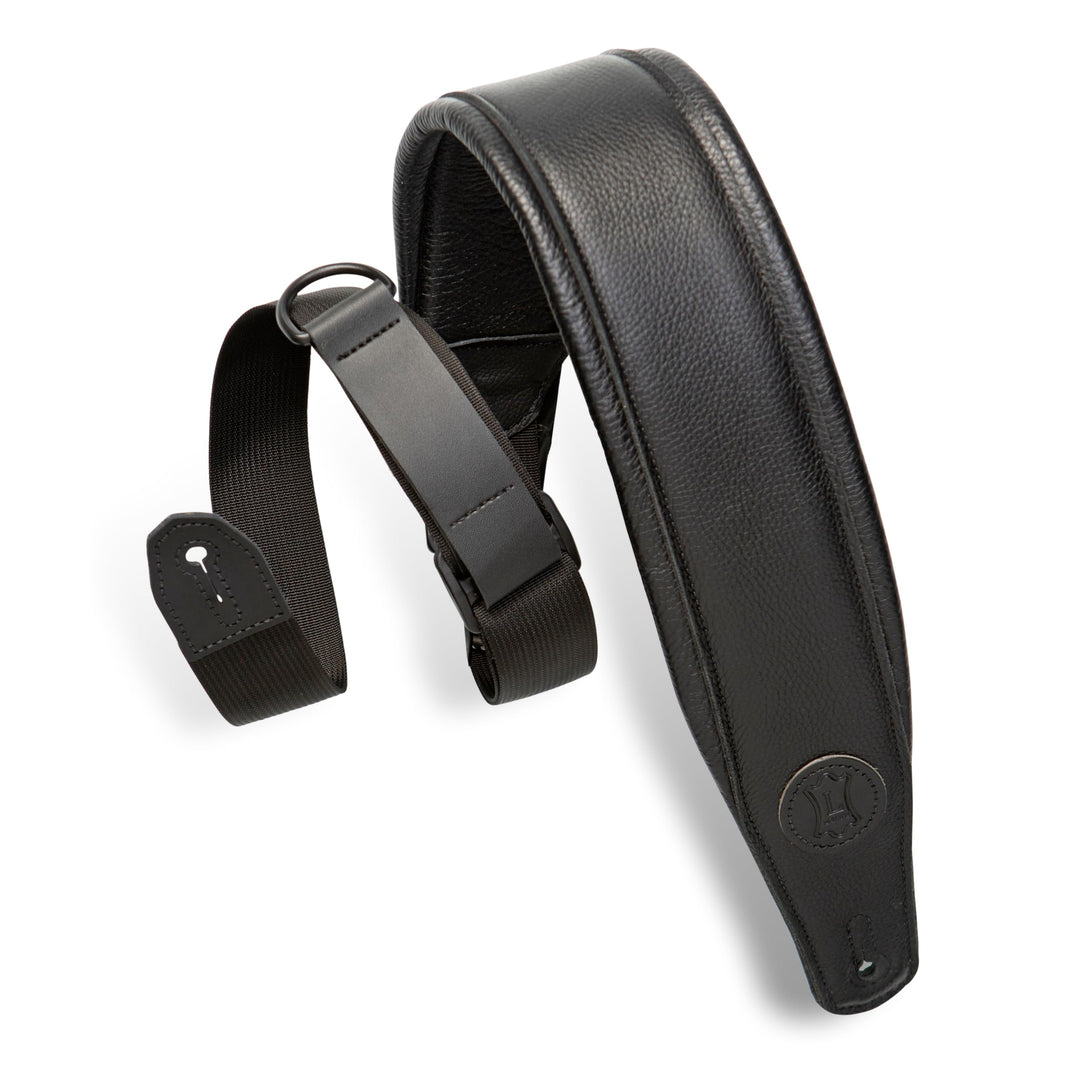 Levy's MRHGP-BLK Gitarrengurt Right Height - Garment Leather Padded 3" - Black Schwarz - Breite, Sch