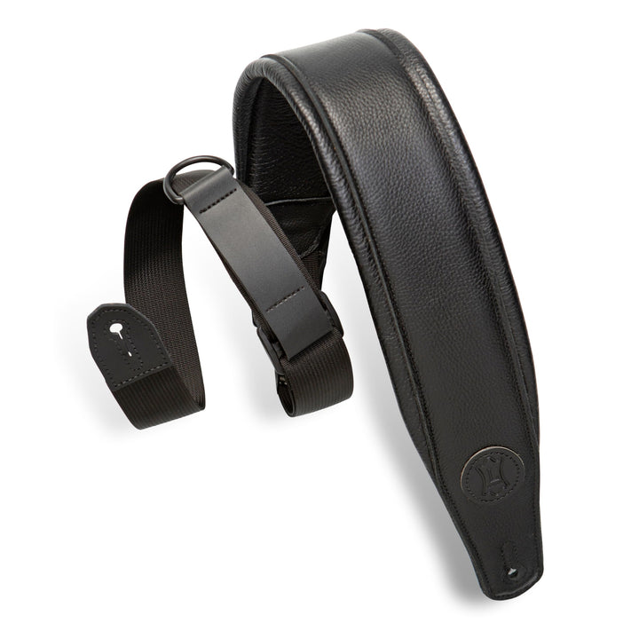 Levy's MRHGP-BLK Gitarrengurt Right Height - Garment Leather Padded 3" - Black Schwarz - Breite, Sch