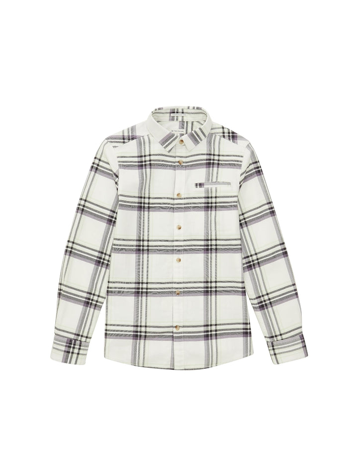 TOM TAILOR Jungen Flanell-Hemd mit Karomuster & Brusttasche 164 32598-greyish White Multicolor Check