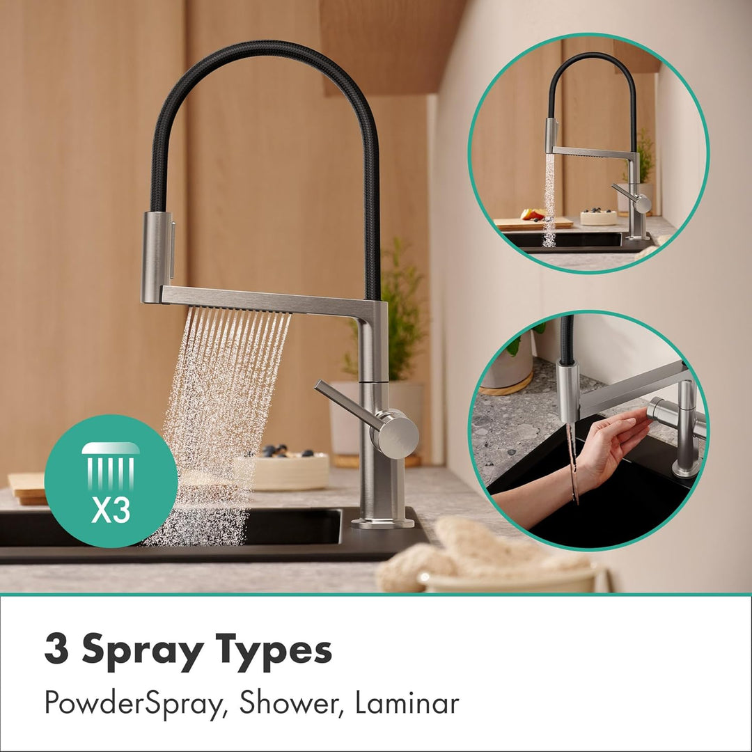 hansgrohe Talis Select M54 PowderSpray Küchenarmatur mit flexiblem Auslauf und Brause, SemiPro, 3 St