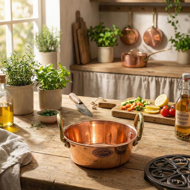 CopperGarden Sossen- & Marmeladentopf 1,2 Liter I Kochtopf aus Kupfer mit 16 cm Durchmesser I handli