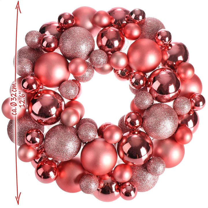 com-four® Türkranz Weihnachten - Adventskranz mit verschiedenen Christbaumkugeln in schönen Farben Ø