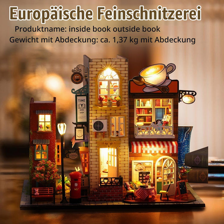 CRIOLPO Book Nook Kit-DIY Puppenhaus Holz Miniatur Haus Kit, Buch Ecke Miniatur Kit für Erwachsene T
