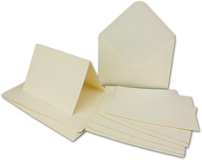 100 x Doppelkarten – Umschlag - Set DIN A6/C6 - creme-weiss – Karte DIN A 6 -10,5 x 14,8 cm - 240 g/