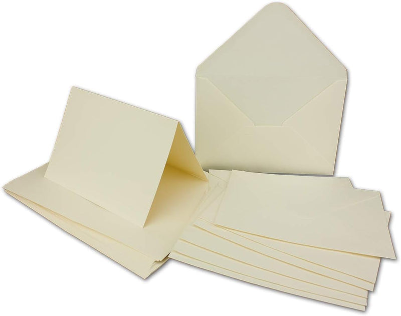 100 x Doppelkarten – Umschlag - Set DIN A6/C6 - creme-weiss – Karte DIN A 6 -10,5 x 14,8 cm - 240 g/