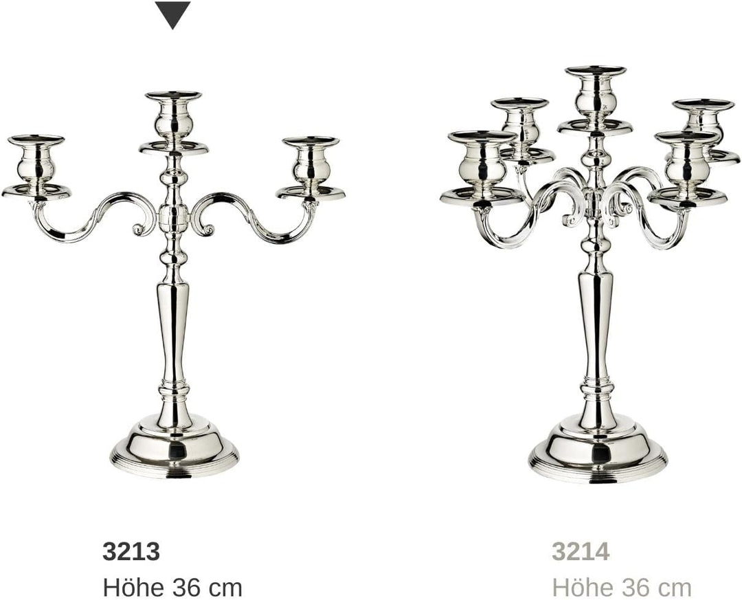 EDZARD Kerzenleuchter Regina (H 36 cm) in Silber 3-flammig - Kerzenhalter, Kerzenständer für den Adv