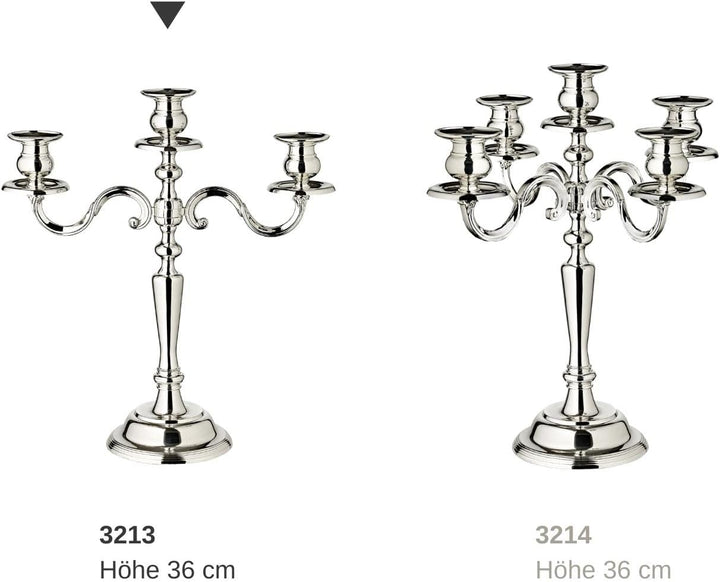 EDZARD Kerzenleuchter Regina (H 36 cm) in Silber 3-flammig - Kerzenhalter, Kerzenständer für den Adv