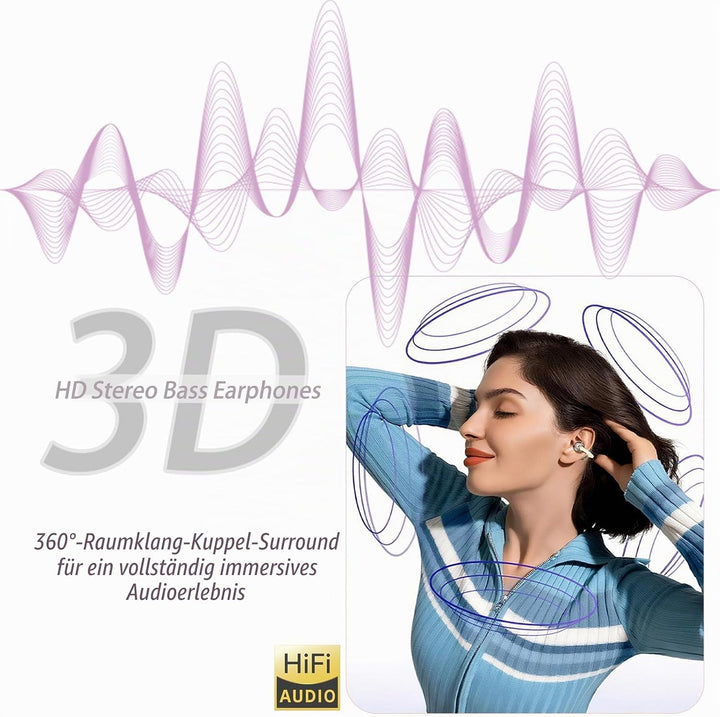 Kabellos Bluetooth Kopfhörer, Open-Ear-Kopfhörer, Ohrclip mit Beeindruckender Klang, Bluetooth 5,4,