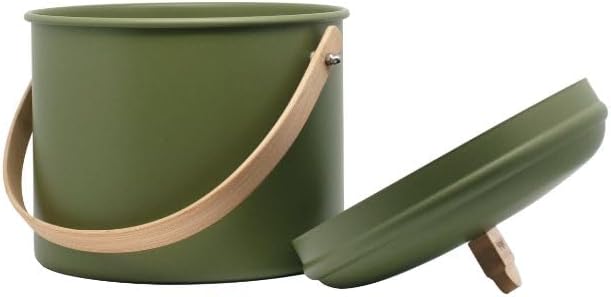 PEBBLY – Komposteimer für den Innenbereich aus Stahl mit Bambusgriff – 7 Liter – Ø 22 x 25 cm – inkl