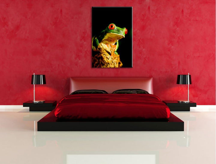 Dark Eulen Kauz Orange Augen Deluxe Format: 100x70 cm auf Leinwand, XXL riesige Bilder fertig gerahm