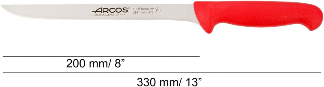 Arcos Serie 2900 - Filetmesser - Klinge Nitrum Edelstahl 200 mm - HandGriff Polypropylen Farbe Rot 1