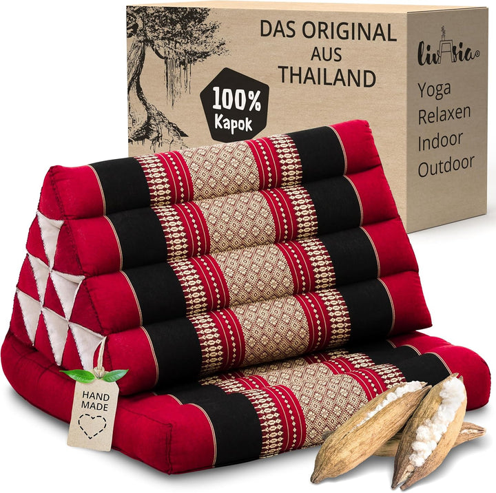 livasia Thaikissen mit 1 Auflage, Dreieckskissen mit Sitzkissen, Keilkissen mit Kapok, Rückenkissen
