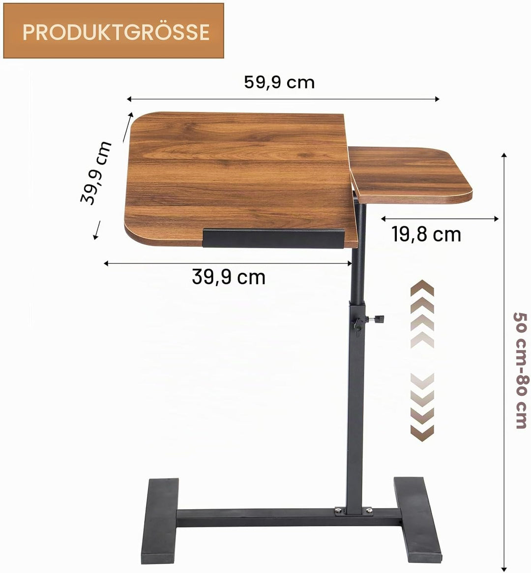 Simcat Verstellbarer Überbetttisch mit 2 neigbaren Schreibtischen, 60 × 40 cm Stehender C-förmiger L