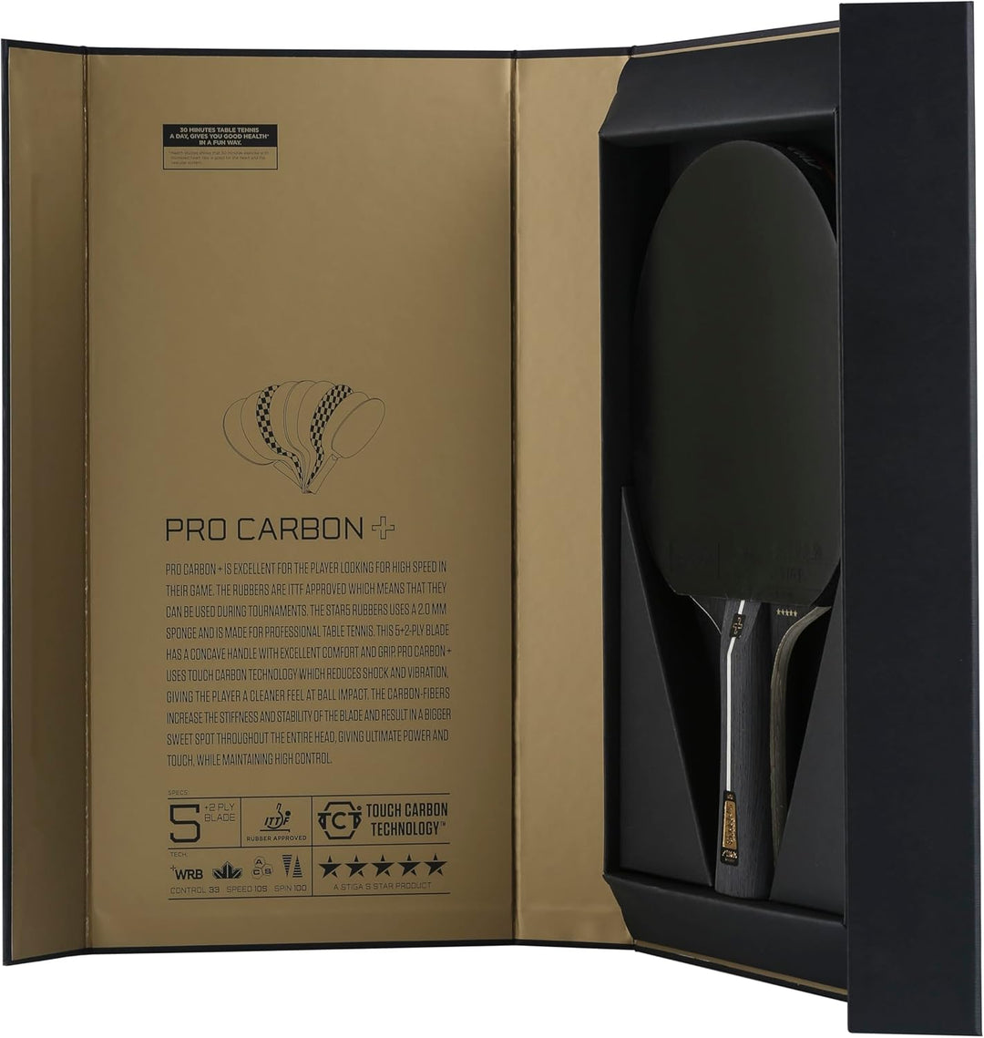 STIGA Unisex – Erwachsene Pro Carbon + Profi Tischtennisschläger,, Pro Carbon Tischtennisschläger, S