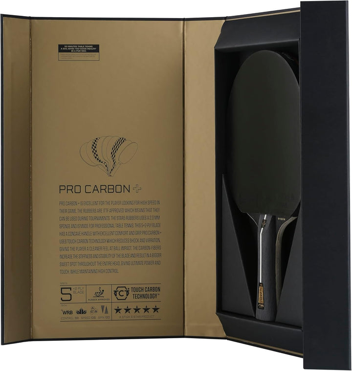 STIGA Unisex – Erwachsene Pro Carbon + Profi Tischtennisschläger,, Pro Carbon Tischtennisschläger, S