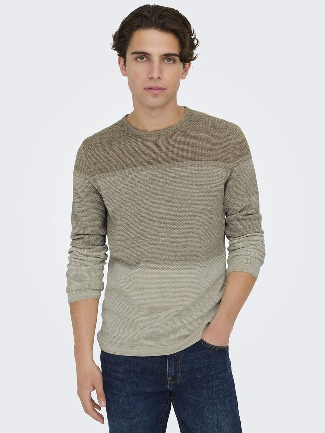 ONLY & SONS Herren Pullover ONSPANTER S M L XL XXL Schwarz Grau Blau Baumwolle S Chinchilla/Detail:g
