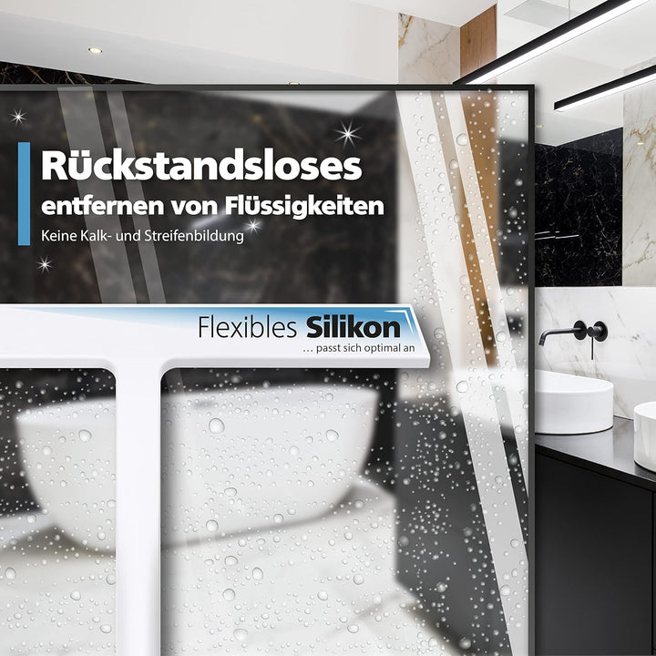 Duschabzieher Silikon Weiss 23 cm Wischbreite - Scheibenabzieher mit Halterung - Duschkabinenabziehe