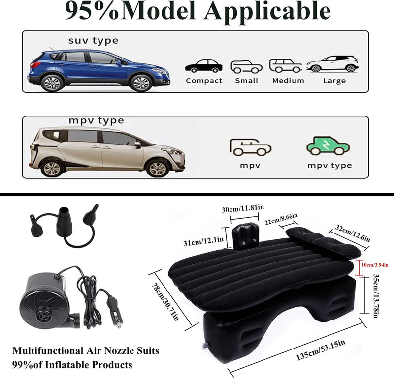MEIRRAI Auto Matratze Rückbank, SUV Luftmatratze Aufblasbare Luftbett Dickere, Tragbar Autobett mit