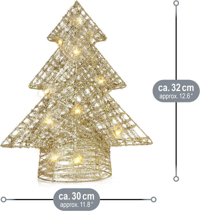 COM-FOUR® LED Deko Baum Weihnachten - Weihnachtsdekoration Tannenbaum mit LED und Timer - Aufsteller