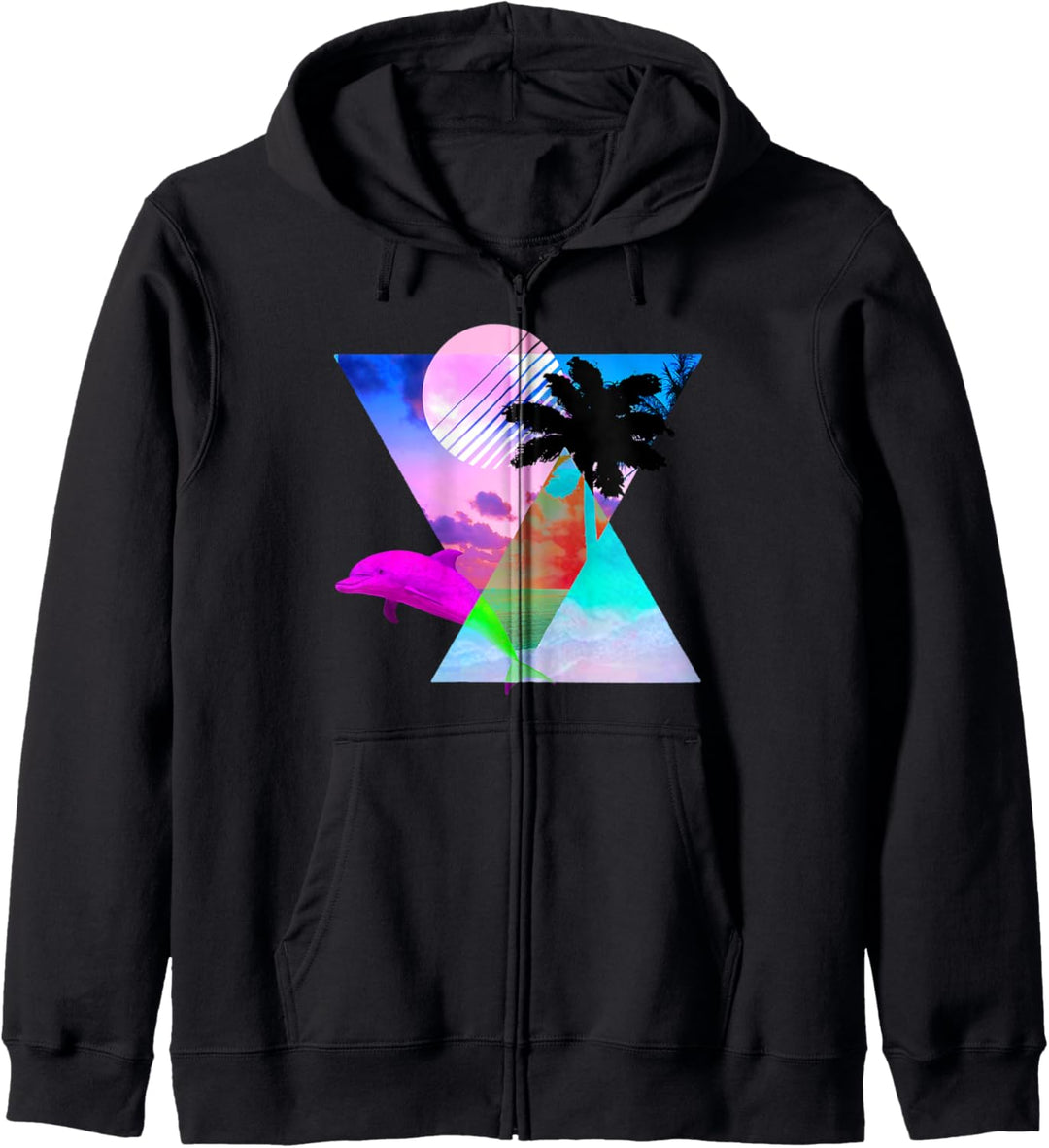 Ästhetische Dolphin Produkt 80er Jahre hypnotische Sunset Kapuzenjacke