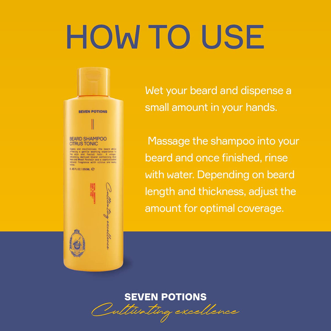 Seven Potions Bart-Shampoo für Männer - Sanfte, reinigende Bartreinigung für einen sauberen Bart ohn