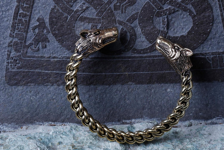 Windalf Vikings Männer Armreif STARK Ø 6.5 cm Larp Armschmuck Handarbeit aus Bronze