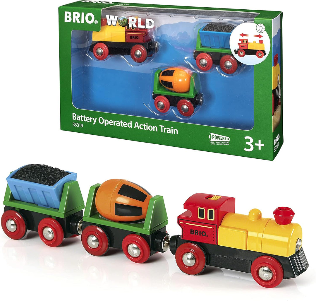 BRIO Bahn 33319 - Zug mit Batterielok & Bahn 33724 - Giraffenwagen Bundle mit Giraffenwagen, Bundle