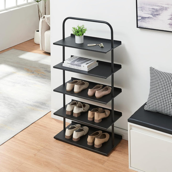 [en.casa] Schuhregal schmal Poytya mit 5 Ebenen Metall 119 x 60 x 32 cm Schuhständer für 10 Paare Sc