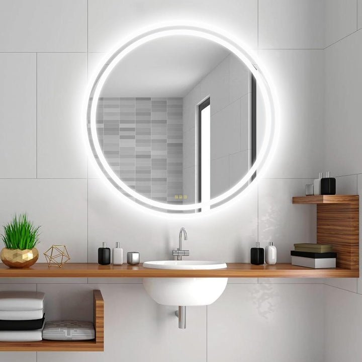 AI-LIGHTING Led Badezimmerspiegel mit Beleuchtung 50cm Badspiegel Rund Beleuchtet Antibeschlag Wands