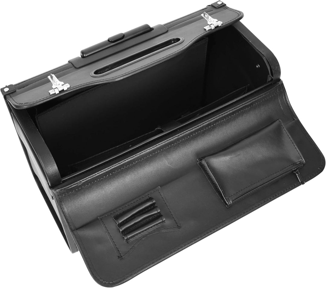 Pilotentasche aus Kunstleder mit Rädern, Handgepäcktasche, Laptophülle, Titan-Schwarz, Schwarz , L,