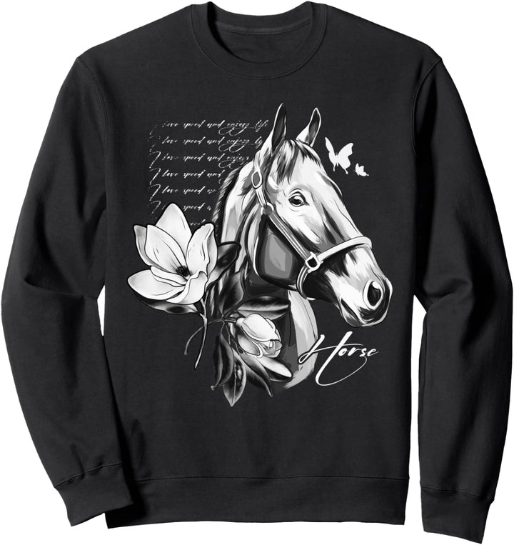 Schönes Pferd mit Magnolien Blumen Sweatshirt