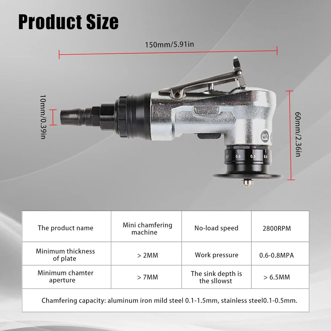 Pneumatische Anfasmaschine, Pneumatische Fasenmaschine Mini 45° Arc Burr Trimming 30000 U/min 1/4 Zo