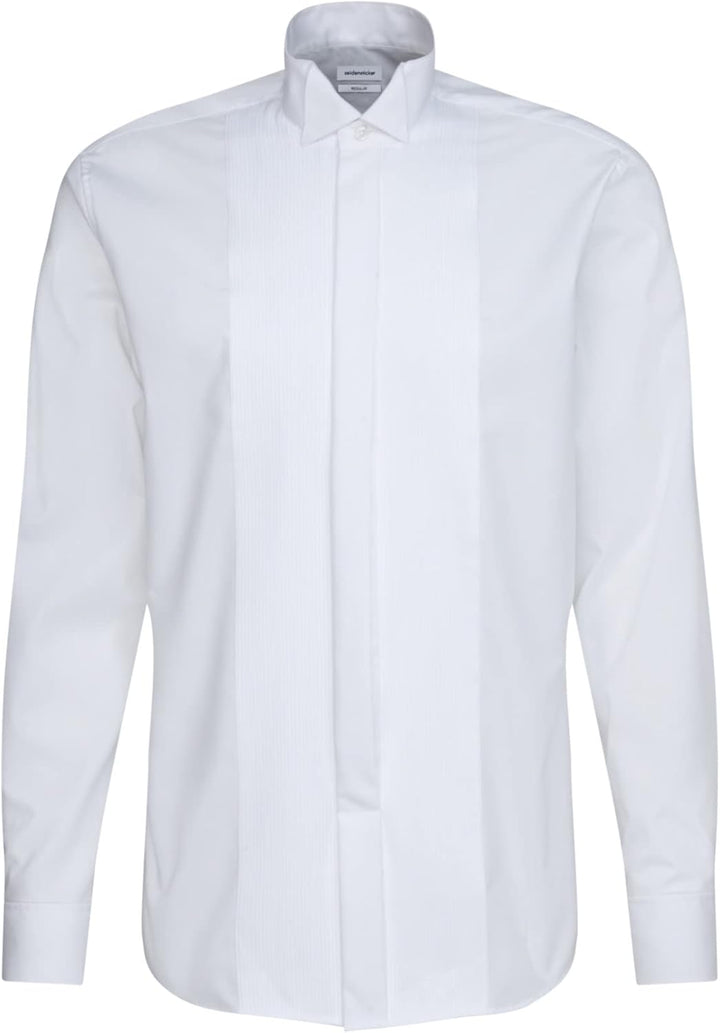 Seidensticker Herren Smokinghemd Shaped Langarm Kläppchenkragen Bügelfrei 100% Baumwolle 40 Weiss, 4