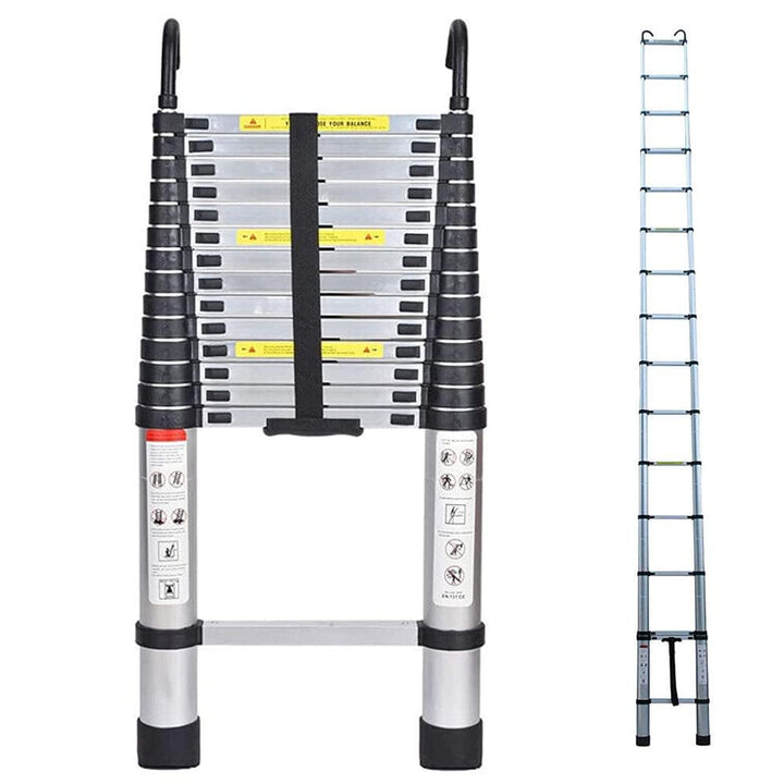 5 m Teleskopleiter mit Dachhaken-Kit Aluminium, tragbar, multifunktional, faltbar, tragbar, strapazi