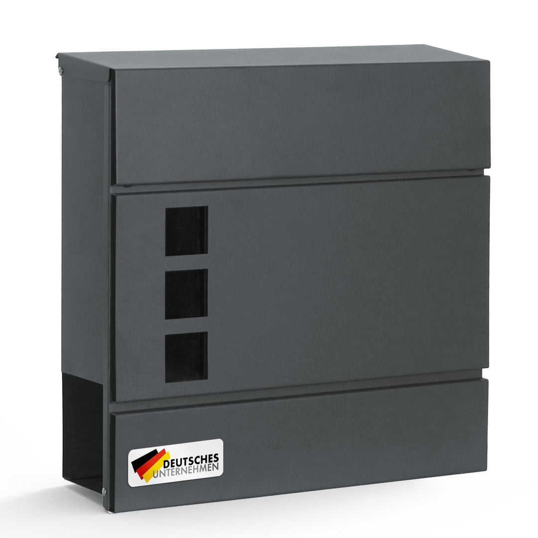 Floordirekt Moderner Briefkasten, mit Zeitungshalter, Deckel, abschliessbar mit Sichtfenstern und Ze